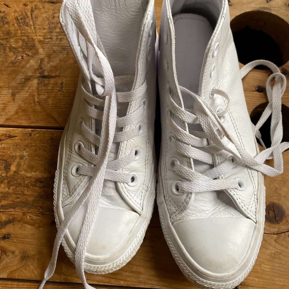 White Leather Hightop Converse